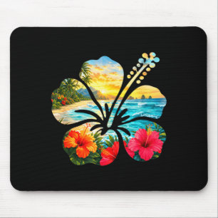 Vintage Hibiskus-Blüten-Strand Sommer Aloha Mousepad