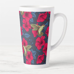 Vintage Hibiskus Botanik und Kolibri Milchtasse