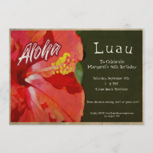 Vintage-Hibiskus-Luau-Strandparty-Geburtstagseinla Einladung