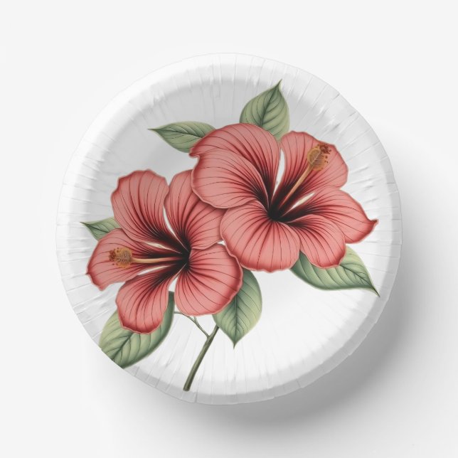 Vintage Hibiskus Pappteller (Vorderseite)