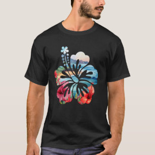 Vintage Hibiskusblüten Strand Sommer Aloha Hawaii T-Shirt