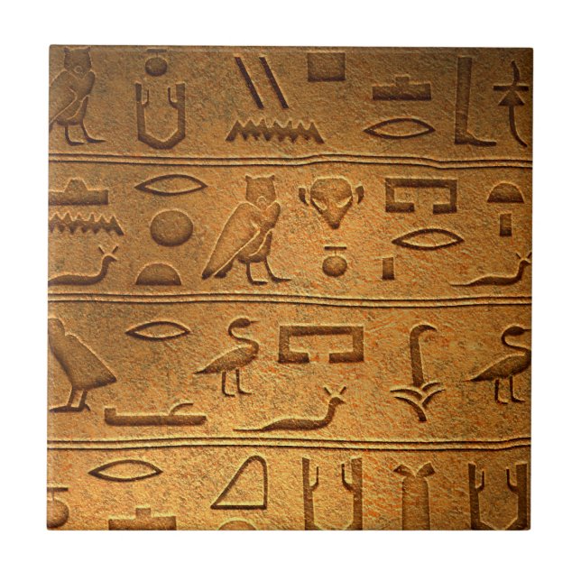 Vintage Hieroglyphen-Symbole Fliese (Vorderseite)