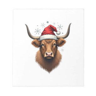 Vintage Highland Cow Weihnachtsdesign mit Santa H Notizblock