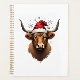Vintage Highland Cow Weihnachtsdesign mit Santa H Planer