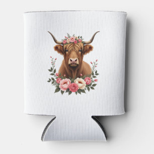 Vintage Highland-Kuh-Blumenkrone-Boho-Bauernhaus A Dosenkühler