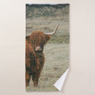 VINTAGE HIGHLAND RIND KUH FOTO BADEHANDTUCH
