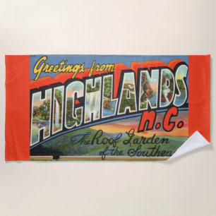 Vintage Highlands NC Postkarte Strandtuch