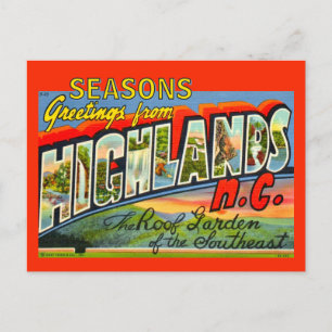 Vintage Highlands NC Weihnachtspostkarte Feiertagspostkarte