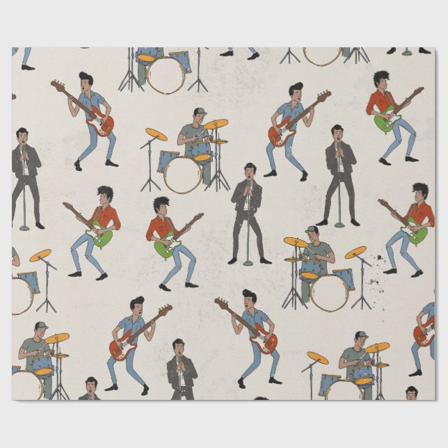Vintage Hillbill Rockers Geschenkpapier (Flach)