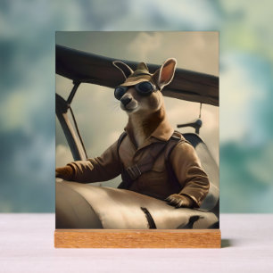 "Vintage Himmel: Kangaroo-Pilot im alten Flugzeug Acrylschild