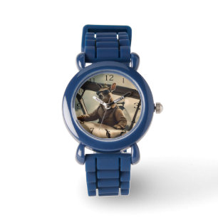 "Vintage Himmel: Kangaroo-Pilot im alten Flugzeug Armbanduhr