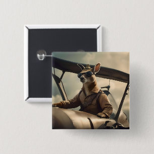 "Vintage Himmel: Kangaroo-Pilot im alten Flugzeug Button