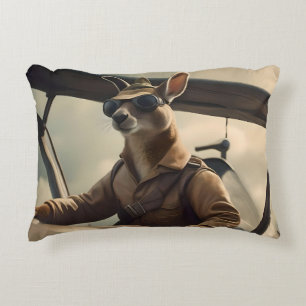 "Vintage Himmel: Kangaroo-Pilot im alten Flugzeug Dekokissen