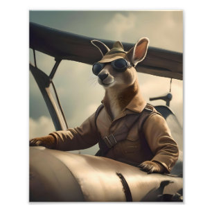 "Vintage Himmel: Kangaroo-Pilot im alten Flugzeug Fotodruck