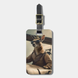 "Vintage Himmel: Kangaroo-Pilot im alten Flugzeug Gepäckanhänger