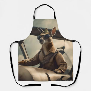 "Vintage Himmel: Kangaroo-Pilot im alten Flugzeug Schürze