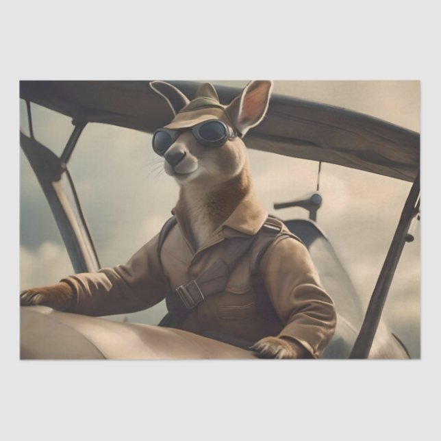 "Vintage Himmel: Kangaroo-Pilot im alten Flugzeug Seidenpapier (Vorderseite)