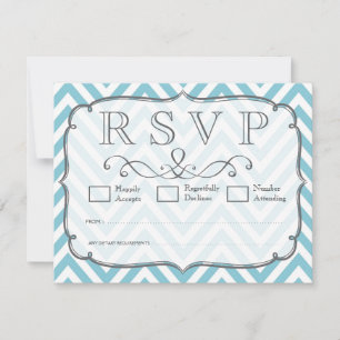 Vintage Himmelblau Weiße Chevron-Hochzeits-RSVP-Ka RSVP Karte