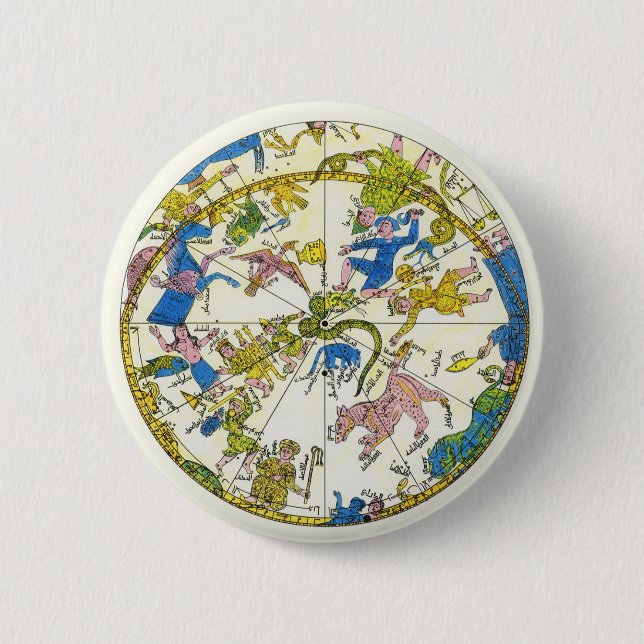 Vintage Himmelfahrt, arabischer Raum, Sternbilder Button (Vorderseite)