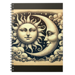 Vintage Himmels-Sonne & Mond Notizblock