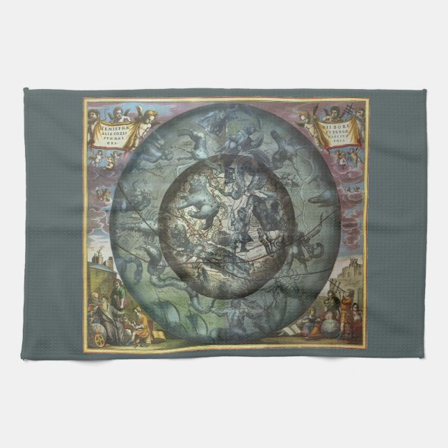 Vintage Himmelsastronomie der Nordkonstellation Geschirrtuch (Horizontal)