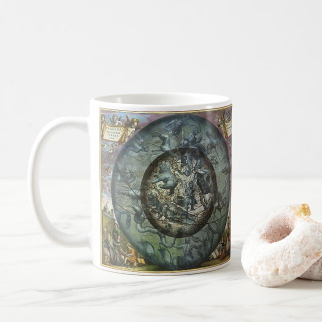 Vintage Himmelsastronomie der Nordkonstellation Kaffeetasse (Mit Donut)