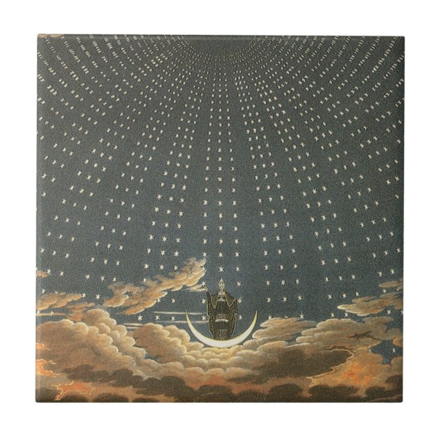 Vintage Himmelsastronomie, Königin der Nacht Fliese (Vorderseite)