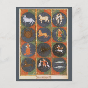 Vintage Himmelskarte, astrologische Zodiakarte, 14 Postkarte