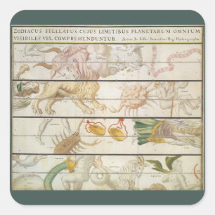Vintage Himmelskarte, Astronomie von John Seller Quadratischer Aufkleber