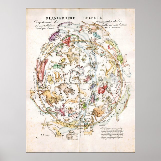 Vintage Himmelskarte Poster (Vorne)