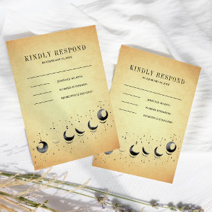 Vintage Himmelsmond Mondphasen Hochzeit RSVP Karte