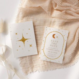 Vintage Himmelsmondstars Save the Date Einladung