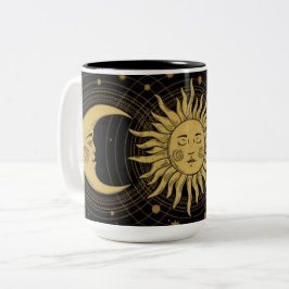 Vintage Himmelsmuschel auf schwarz Zweifarbige Tasse
