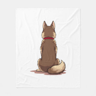 Vintage-Hinteransicht-Husky-Hund-Illustration brau Fleecedecke