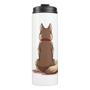 Vintage-Hinteransicht-Husky-Hund-Illustration brau Thermosbecher