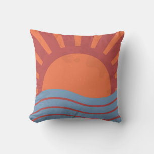 Vintage-Hintergrund mit Meer und Sonne. Sommer Ret Kissen
