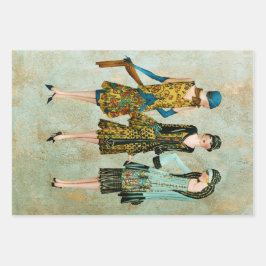 Vintage Hintergründe zum Shabby Chic von Frauen in Geschenkpapier Set