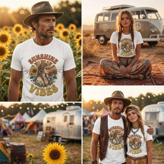 Vintage Hippie Sonnenschein Vibes Grafik T-Shirt