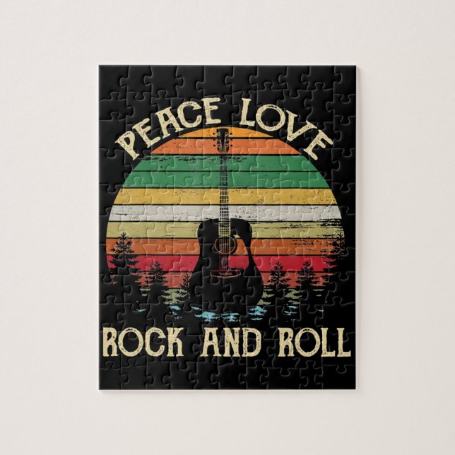 Vintage Hippie Van Blume Bus Liebe Frieden Puzzle (Vertikal)