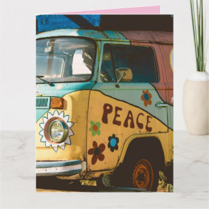 VINTAGE-HIPPIE-WOHNmobil-LUSTIGE-GEBURTSTAGSKARTE Dankeskarte