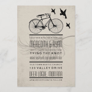 VINTAGE HIPSTER-BICYCLE-WEDD-EINLEITUNG EINLADUNG