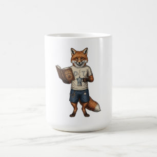 Vintage-Hipster-Fuchs-Kaffeebrüher & Buchleser Kaffeetasse