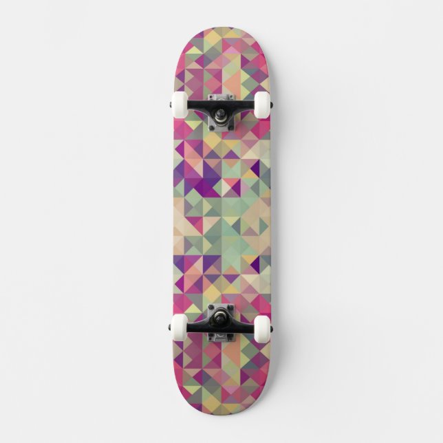 Vintage Hipster-geometrisches Muster Skateboard (Vorderseite)