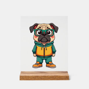 Vintage-Hipster-Mops-Cartoon-Streetwear-Grafik Acrylschild