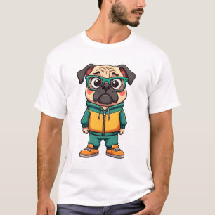 Vintage-Hipster-Mops-Cartoon-Streetwear-Grafik T-Shirt