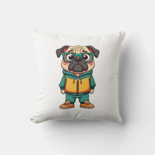 Vintage-Hipster-Mops-Hund-Cartoon-Streetwear-Grafi Kissen