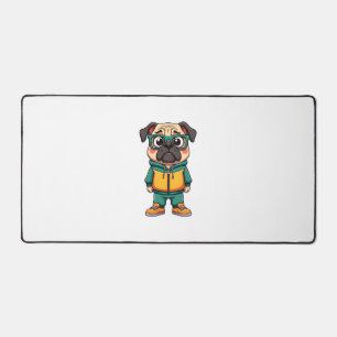 Vintage-Hipster-Mops-Hund-Cartoon-Streetwear-Grafi Schreibtischunterlage