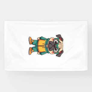 Vintage-Hipster-Mopshund-Cartoon-Streetwear-Grafik Banner