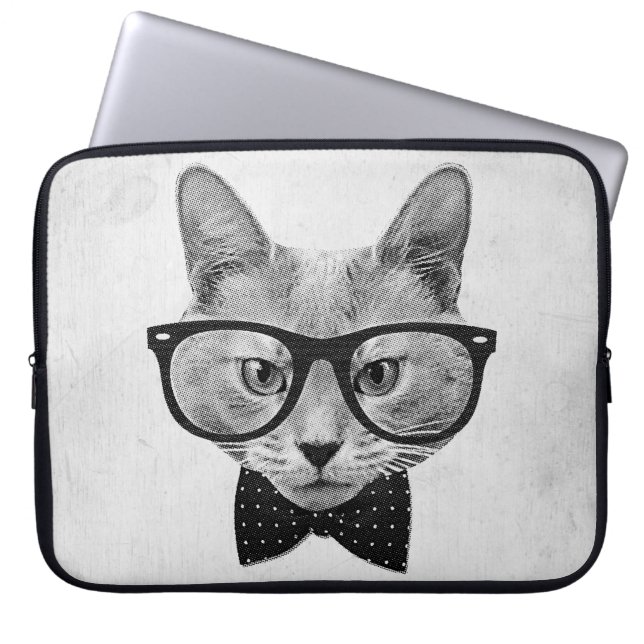 Vintage Hipsterkatze Laptopschutzhülle (Vorderseite)