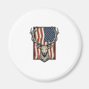 Vintage-Hirsch-Amerikanische-Flagge-Jagd-Shirt-Des Magnet